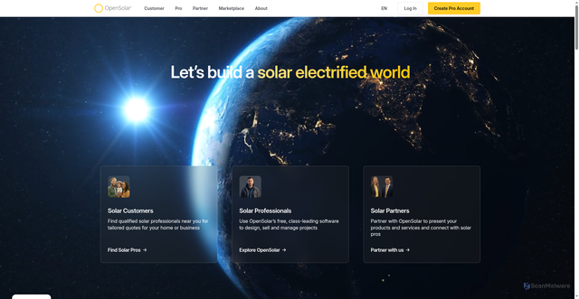 Security scan screenshot of https://opensolar.com