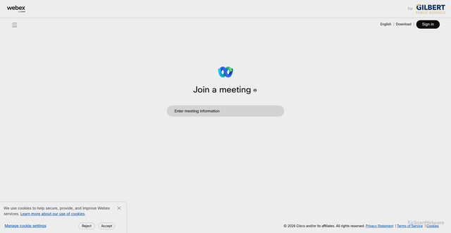 Security scan screenshot of https://gilbertschools.webex.com