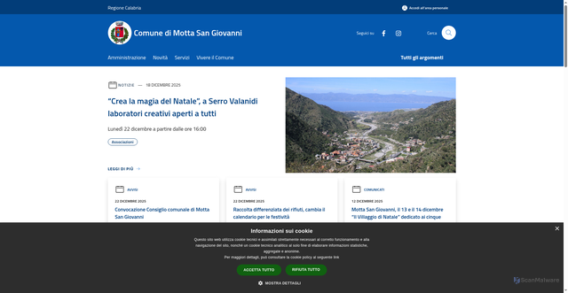 Security scan screenshot of https://comune.mottasangiovanni.rc.it/it