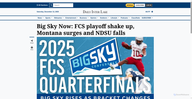 Security scan screenshot of https://dailyinterlake.com/news/2025/dec/11/big-sky-now-fcs-playoff-shake-up-montana-surges-and-ndsu-falls/