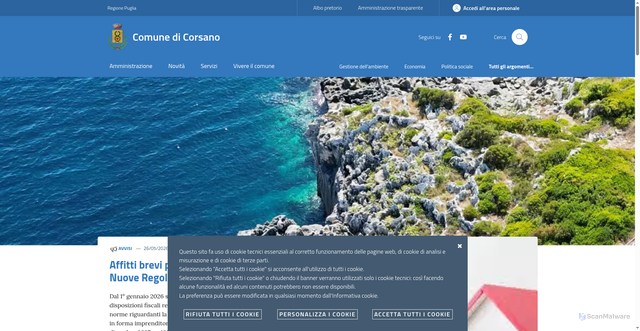 Security scan screenshot of https://www.comune.corsano.le.it