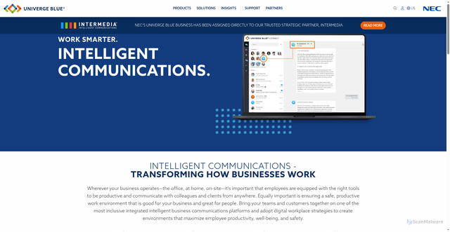 Security scan screenshot of https://univerge.blue