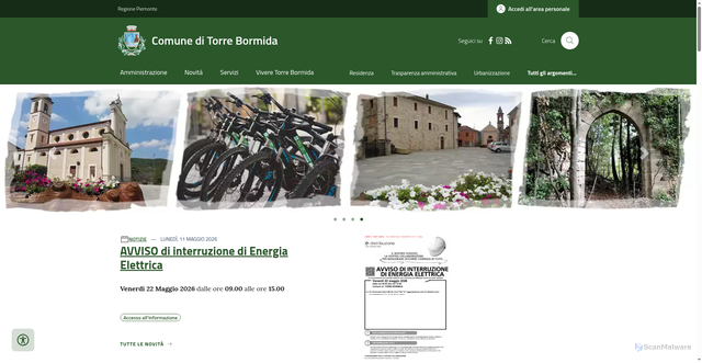 Security scan screenshot of https://www.comune.torrebormida.cn.it