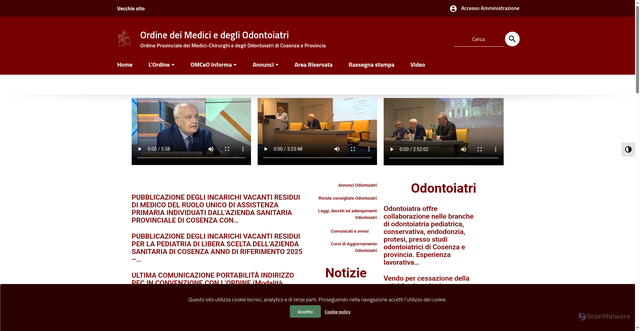 Security scan screenshot of https://www.ordinemedici.cosenza.it/
