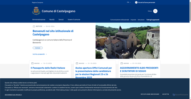 Security scan screenshot of https://www.comune.castelpagano.bn.it/