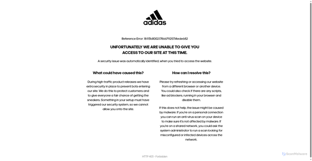 Security scan screenshot of https://adidas.com.my
