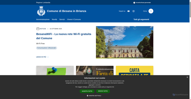 Security scan screenshot of https://www.comune.besanainbrianza.mb.it/it