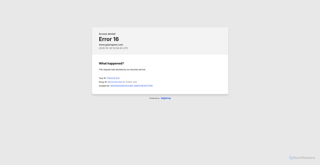 Security scan screenshot of https://www.goprogram.com/goedcclient/contactUs.eppic