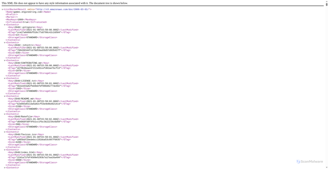 Security scan screenshot of https://games.engineering.com