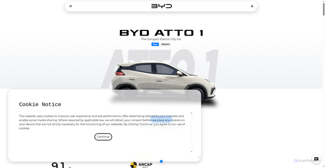 Security scan screenshot of https://bydautomotive.com.au/atto-1