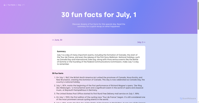 Security scan screenshot of https://billybirthday.com/fun-facts/7/1