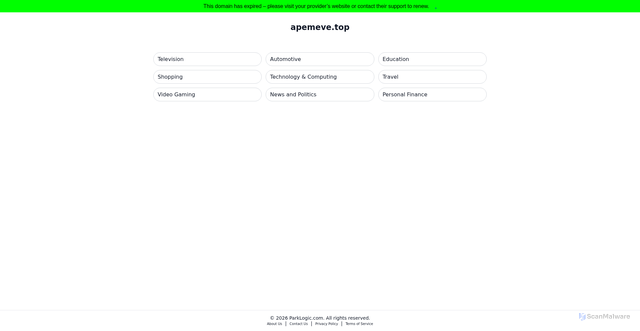 Security scan screenshot of https://apemeve.top