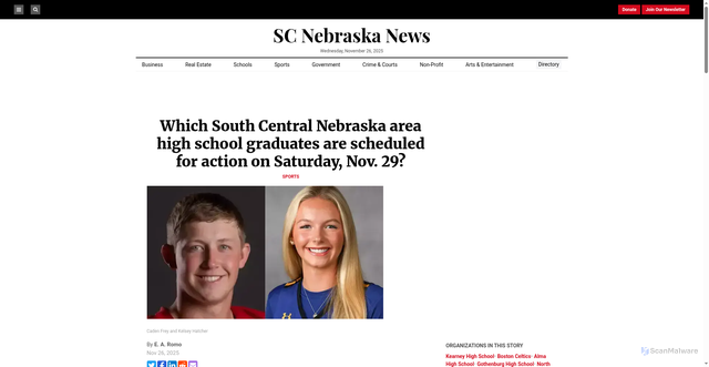 Security scan screenshot of https://scnebraskanews.com/stories/676500619-which-south-central-nebraska-area-high-school-graduates-are-scheduled-for-action-on-saturday-nov-29