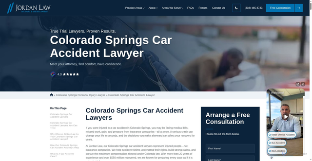 Security scan screenshot of https://jordanlaw.com/colorado-springs-co/car-accident-lawyer/
