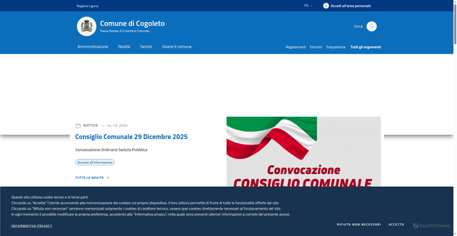 Security scan screenshot of https://www.comune.cogoleto.ge.it/
