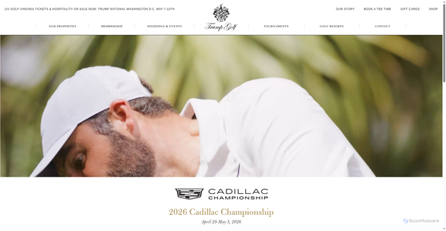 Security scan screenshot of https://www.trumpgolf.com/pga-tour-cadillac-championship-doral-2026