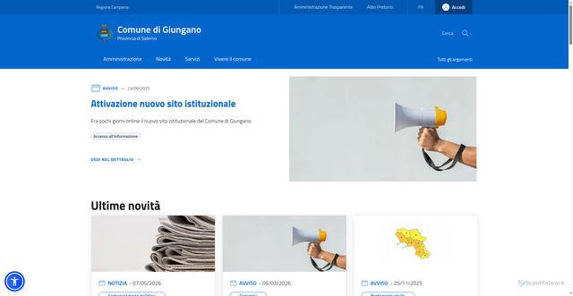 Security scan screenshot of https://www.comunegiungano.sa.it
