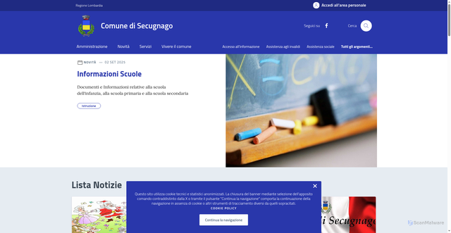 Security scan screenshot of https://comune.secugnago.lo.it/
