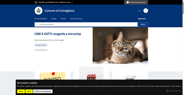 Security scan screenshot of https://www.comune.comeglians.ud.it