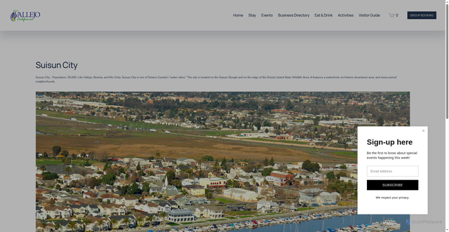 Security scan screenshot of https://www.visitvallejo.com/film-office/solano-county-locations/suisun-city
