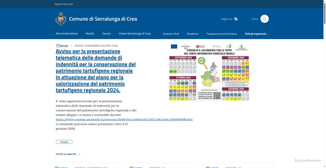 Security scan screenshot of https://www.comune.serralungadicrea.al.it/