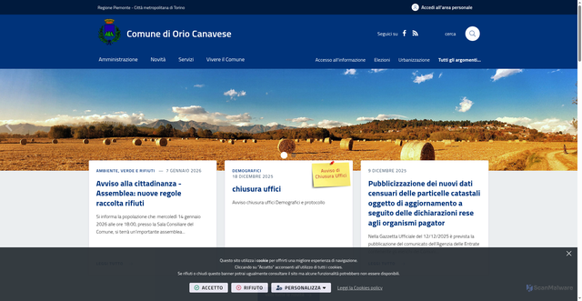 Security scan screenshot of https://www.comune.oriocanavese.to.it/it-it/home