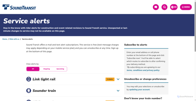 Security scan screenshot of https://www.soundtransit.org/ride-with-us/service-alerts/kraken-hockey-today-climate-pledge-arena-start-time-7-pm-please-plan
