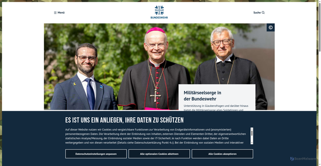 Security scan screenshot of https://www.bundeswehr.de/de/organisation/militaerseelsorge