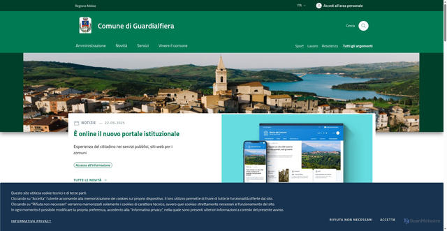 Security scan screenshot of https://www.comune.guardialfiera.cb.it/