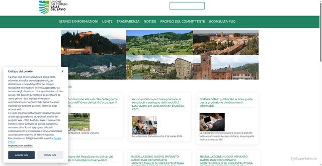 Security scan screenshot of https://www.unionevallesavio.it/
