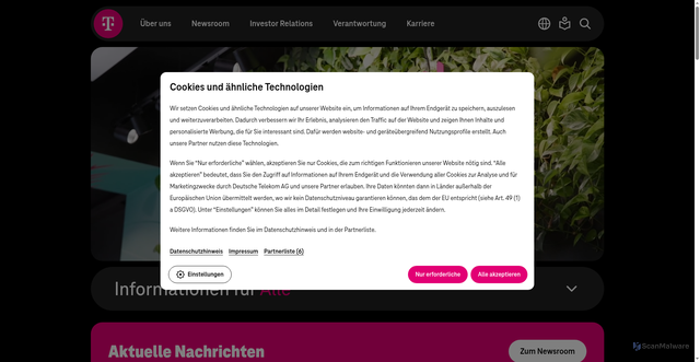Security scan screenshot of https://telekom.com