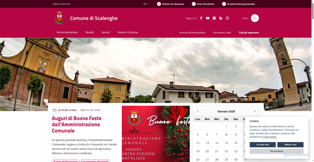 Security scan screenshot of https://www.comune.scalenghe.to.it/