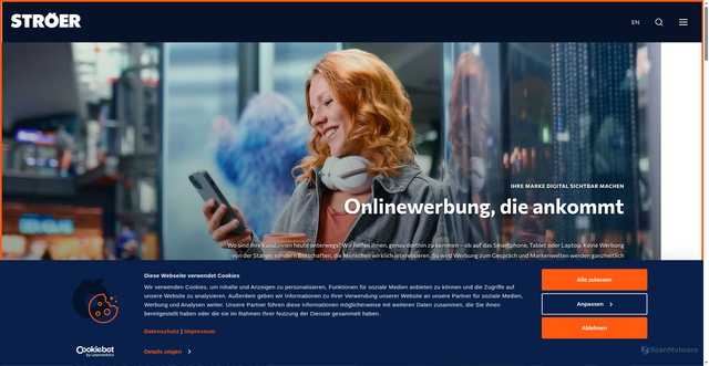 Security scan screenshot of https://stroeerdigitalgroup.de