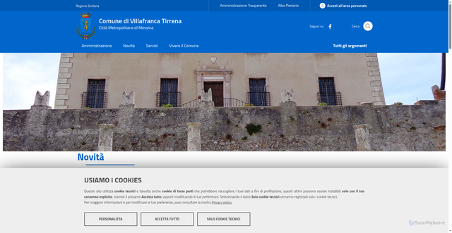 Security scan screenshot of https://www.comune.villafrancatirrena.me.it/