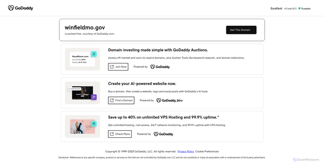 Security scan screenshot of https://winfieldmo.gov/