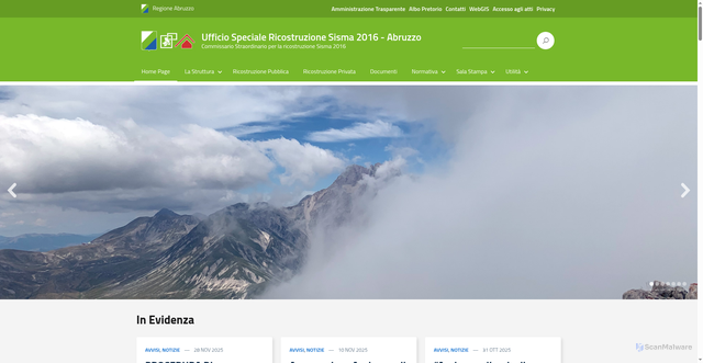Security scan screenshot of https://www.sisma2016abruzzo.it/