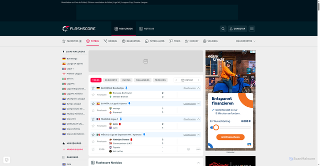 Security scan screenshot of https://flashscore.com.mx