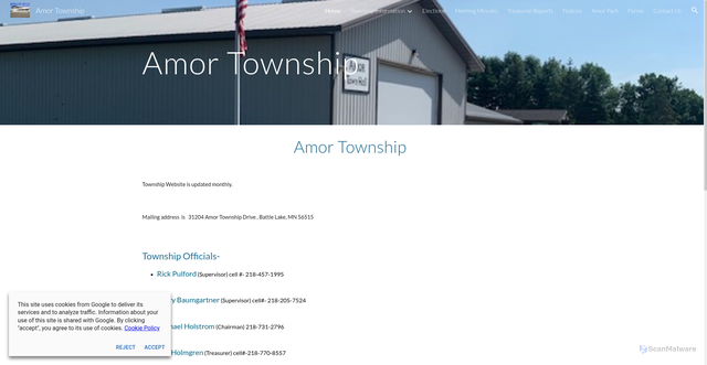 Security scan screenshot of https://www.amortownshipmn.gov/
