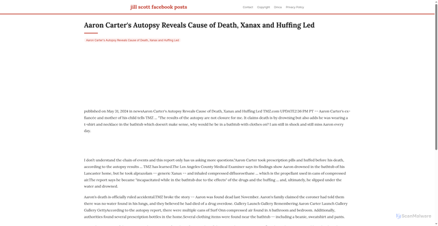 Security scan screenshot of https://billythekiddvdsblog-dp285s0loijz.edgeone.app/aaron-carters-autopsy-reveals-cause-of-death-xanax-and-huffing-led.html