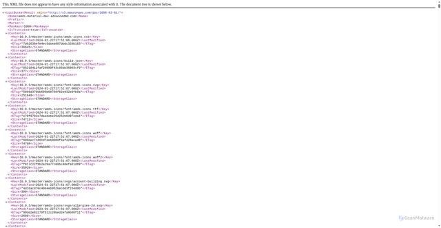 Security scan screenshot of https://amds-material-dev.advancedmd.com