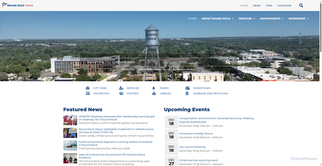 Security scan screenshot of https://www.roundrocktexas.gov/