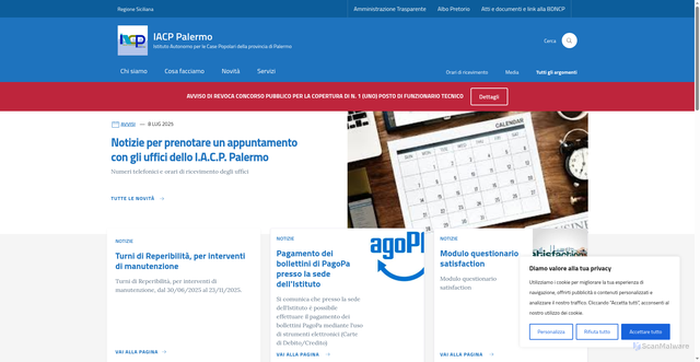 Security scan screenshot of https://iacp.pa.it/