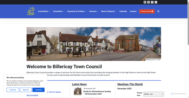 Security scan screenshot of https://billericaytowncouncil.gov.uk/