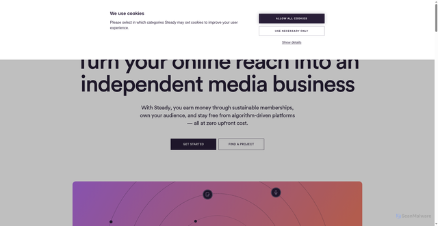 Security scan screenshot of https://steadyhq.com/