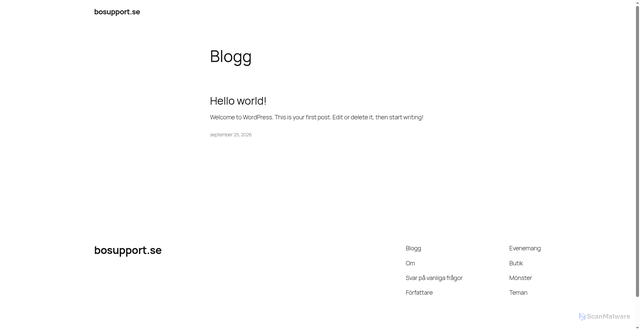 Security scan screenshot of https://bosupport.se