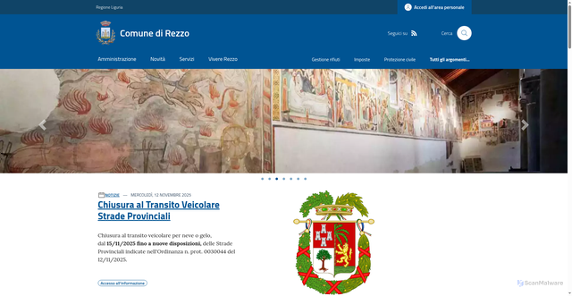 Security scan screenshot of https://www.comune.rezzo.im.it/