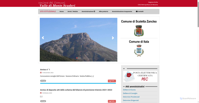 Security scan screenshot of https://www.unionevalledimontescuderi.it/