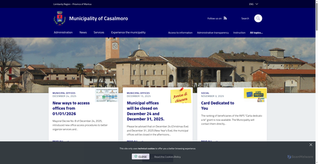 Security scan screenshot of https://www.comune.casalmoro.mn.it/it-it/home