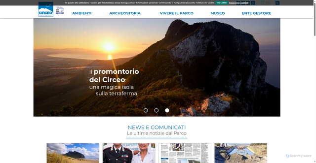 Security scan screenshot of https://www.parcocirceo.it/