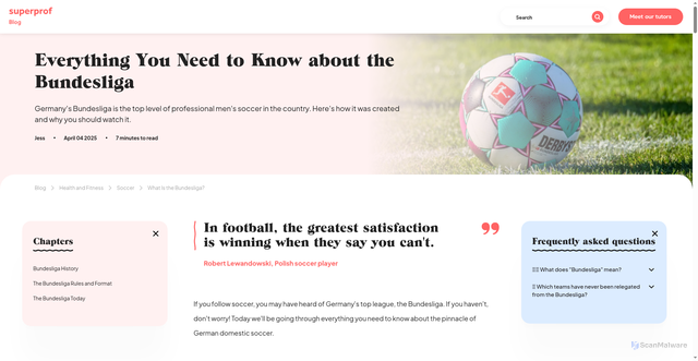 Security scan screenshot of https://www.superprof.com/blog/bundesliga-league/